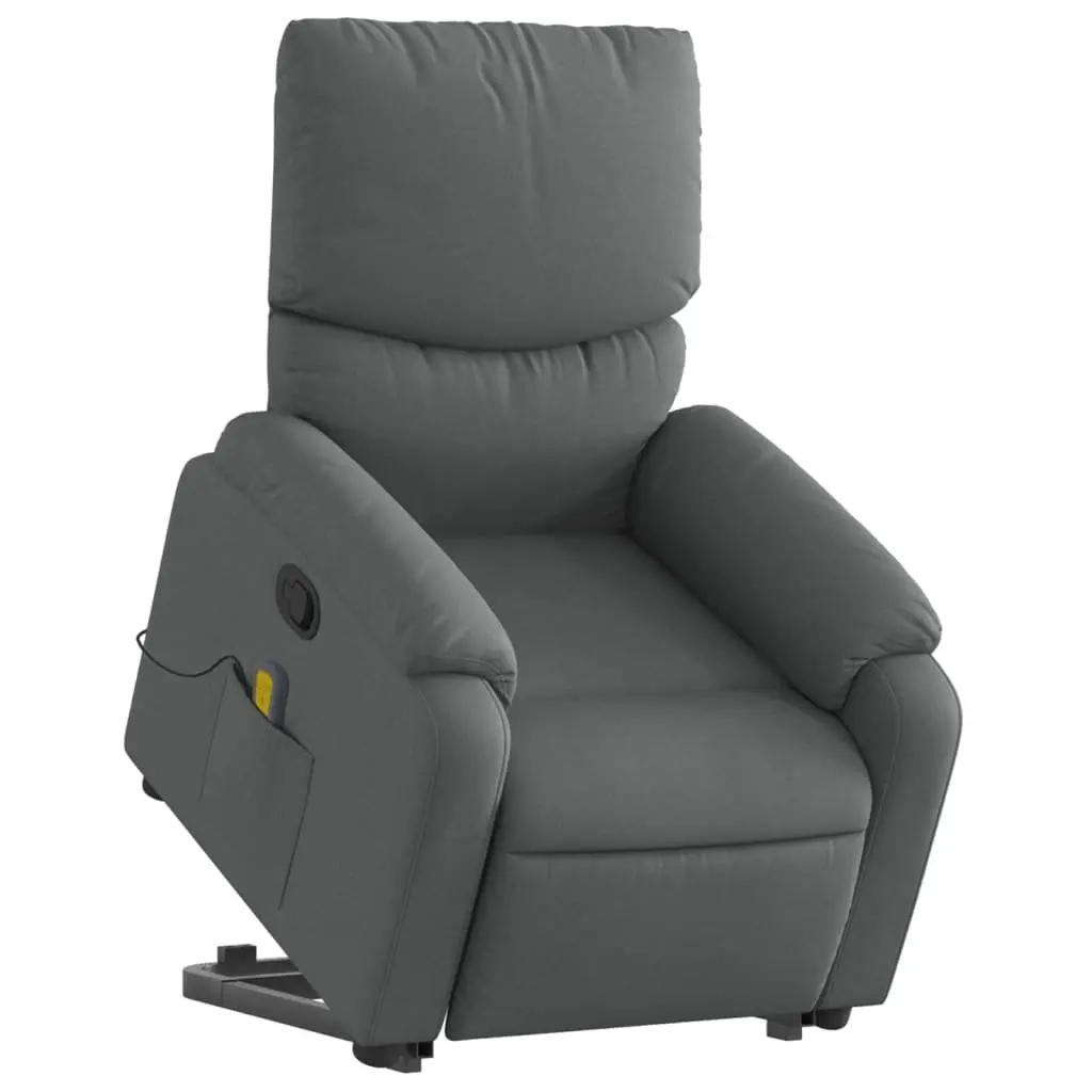 Stand Up Massage Recliner Chair Grey Fabric Power Lift Electric Elderly Armchair