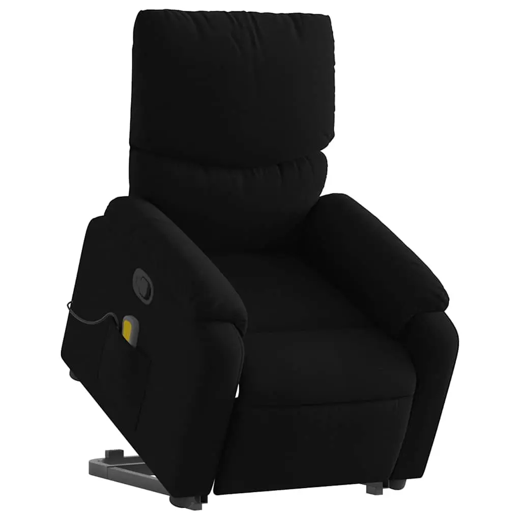 Electric Massage Recliner Chair Fabric Black 6 Point Vibration Power Lift Manual Reclining