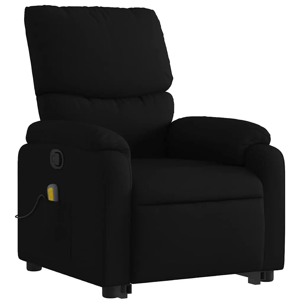 Electric Massage Recliner Chair Fabric Black 6 Point Vibration Power Lift Manual Reclining