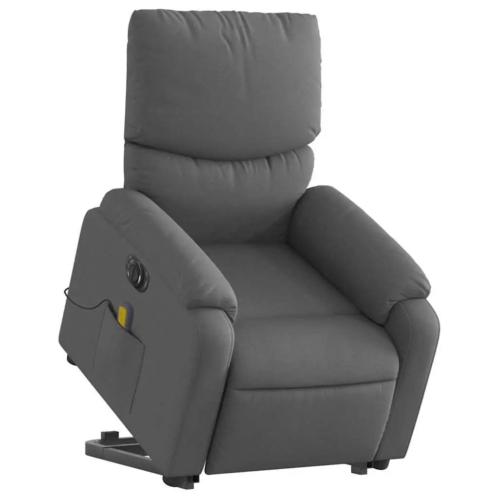 Electric Massage Recliner Chair Fabric Grey for Elderly Power Lift Function