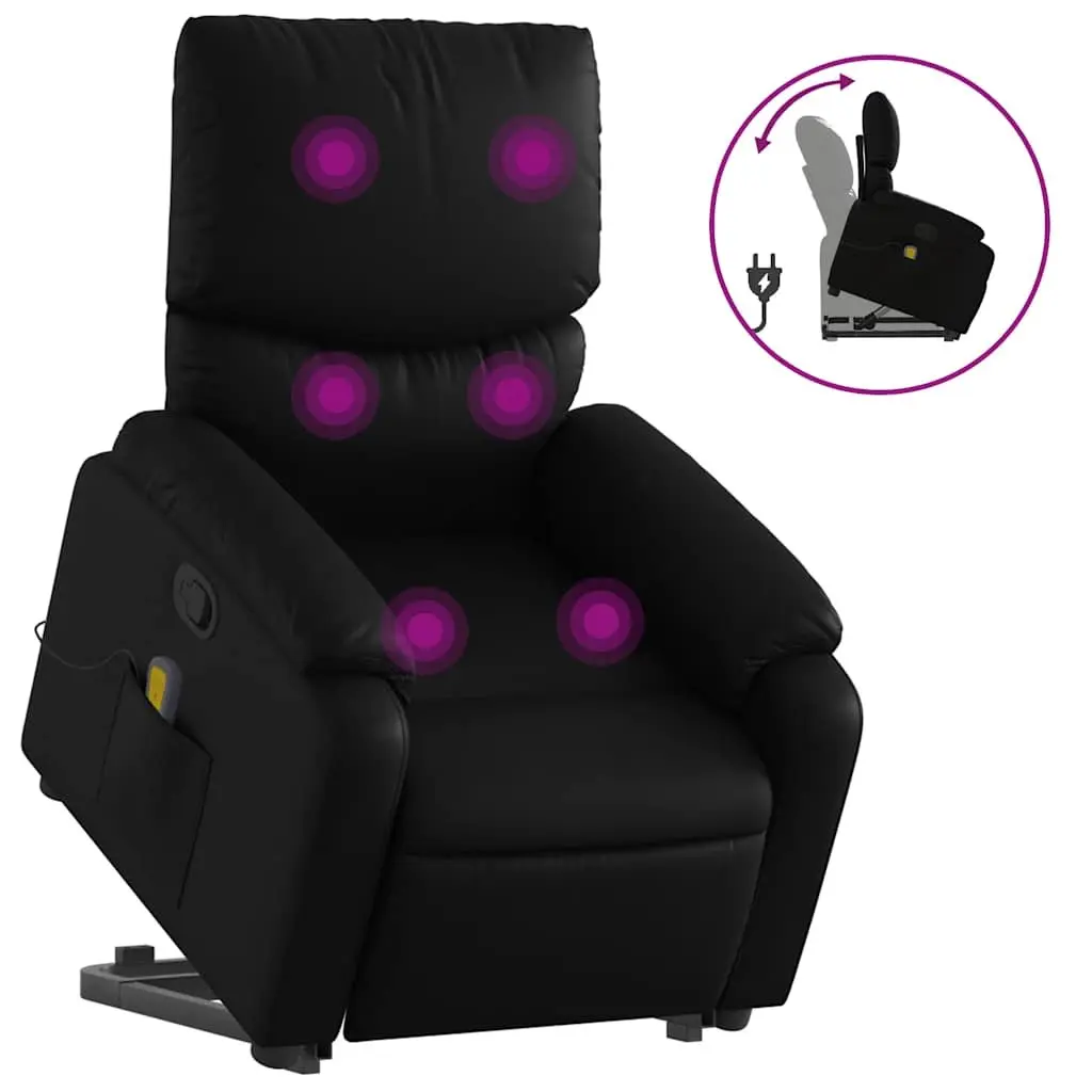 Electric Massage Recliner Chair Faux Leather Black Power Lift 135 Degrees