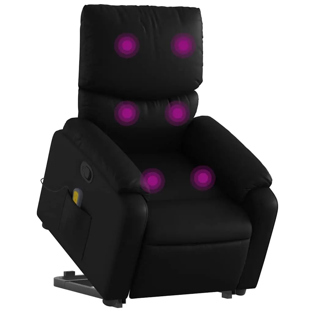 Electric Massage Recliner Chair Faux Leather Black Power Lift 135 Degrees