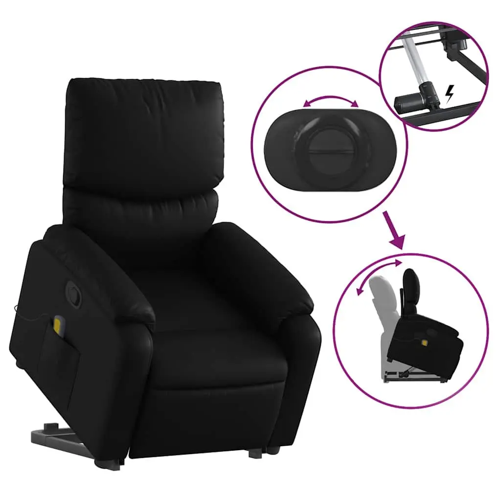 Electric Massage Recliner Chair Faux Leather Black Power Lift 135 Degrees