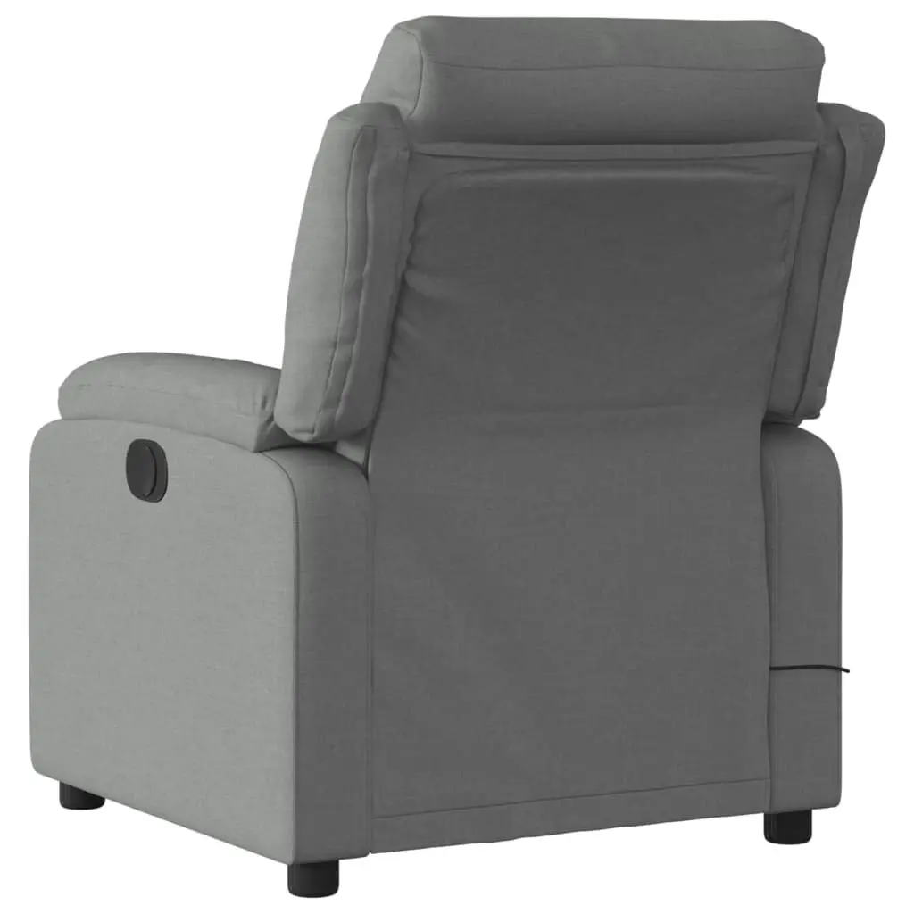 Massage Recliner Chair Fabric Grey Manual Recline Vibration 135 Degrees