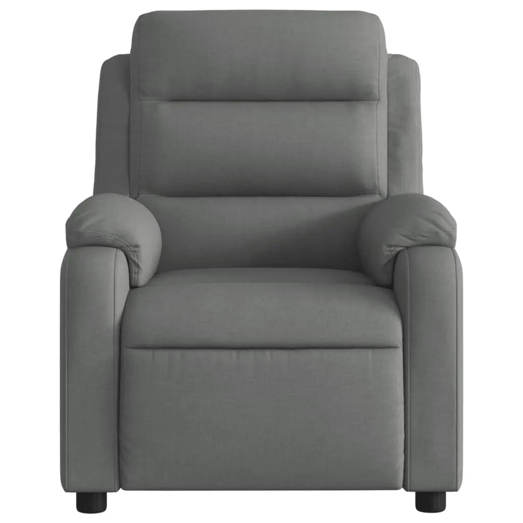 Massage Recliner Chair Fabric Grey Manual Recline Vibration 135 Degrees
