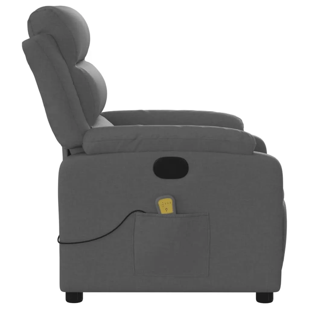 Massage Recliner Chair Fabric Grey Manual Recline Vibration 135 Degrees