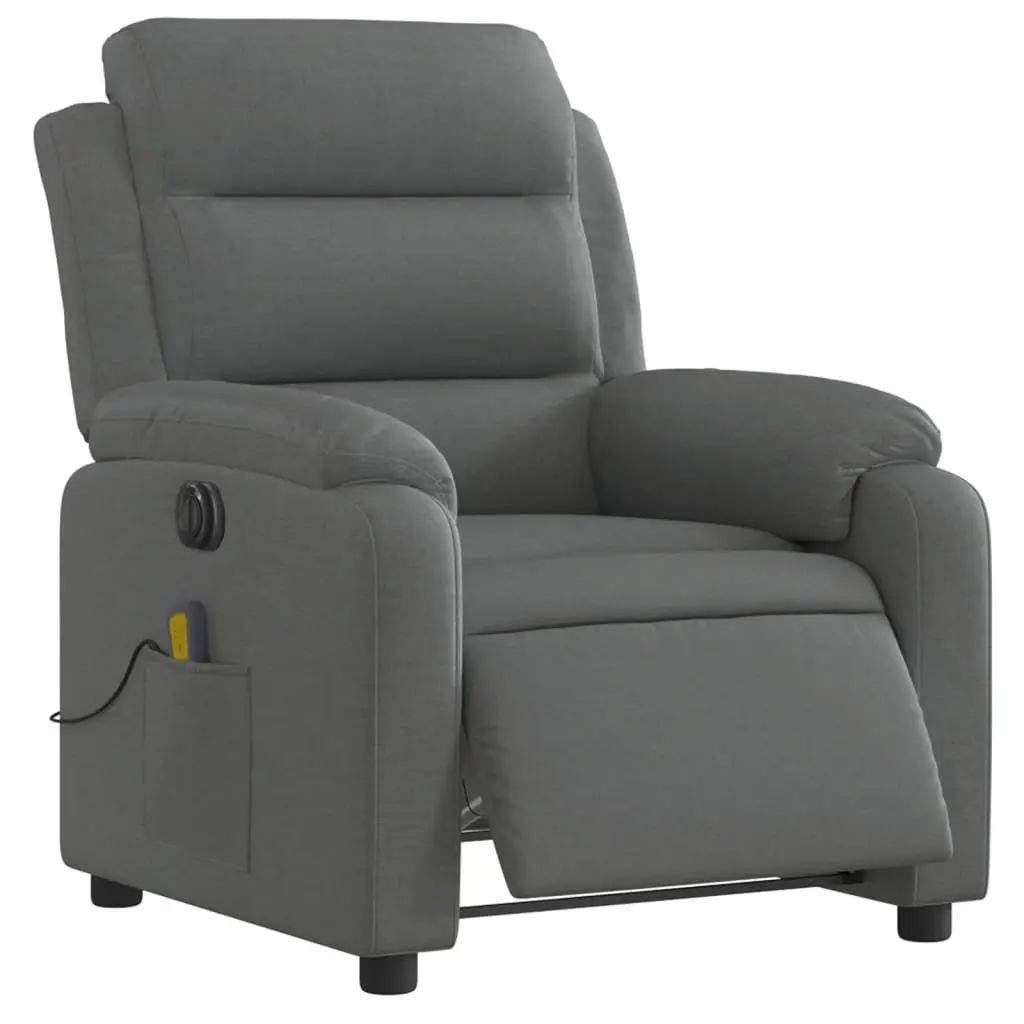 Electric Massage Recliner Chair Fabric Grey 135 Degrees Adjustable Footrest