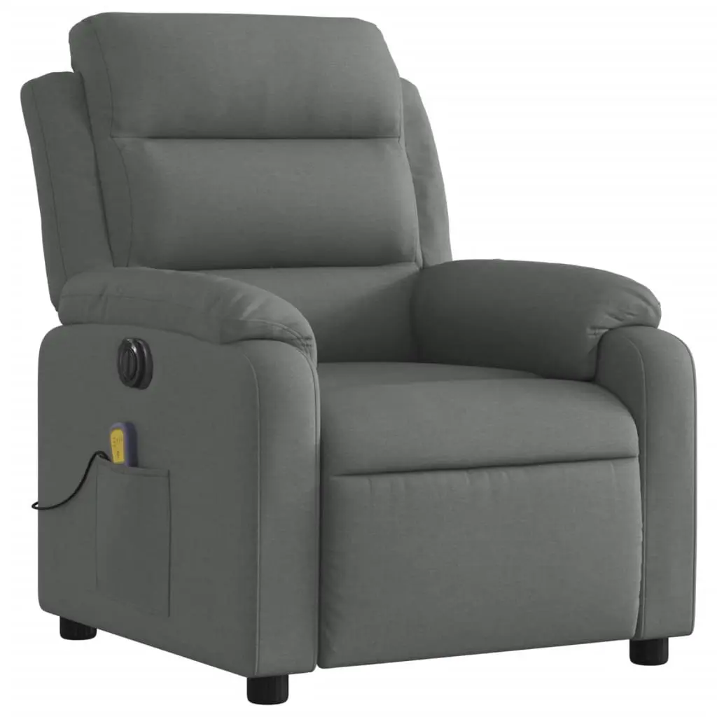 Electric Massage Recliner Chair Fabric Grey 135 Degrees Adjustable Footrest