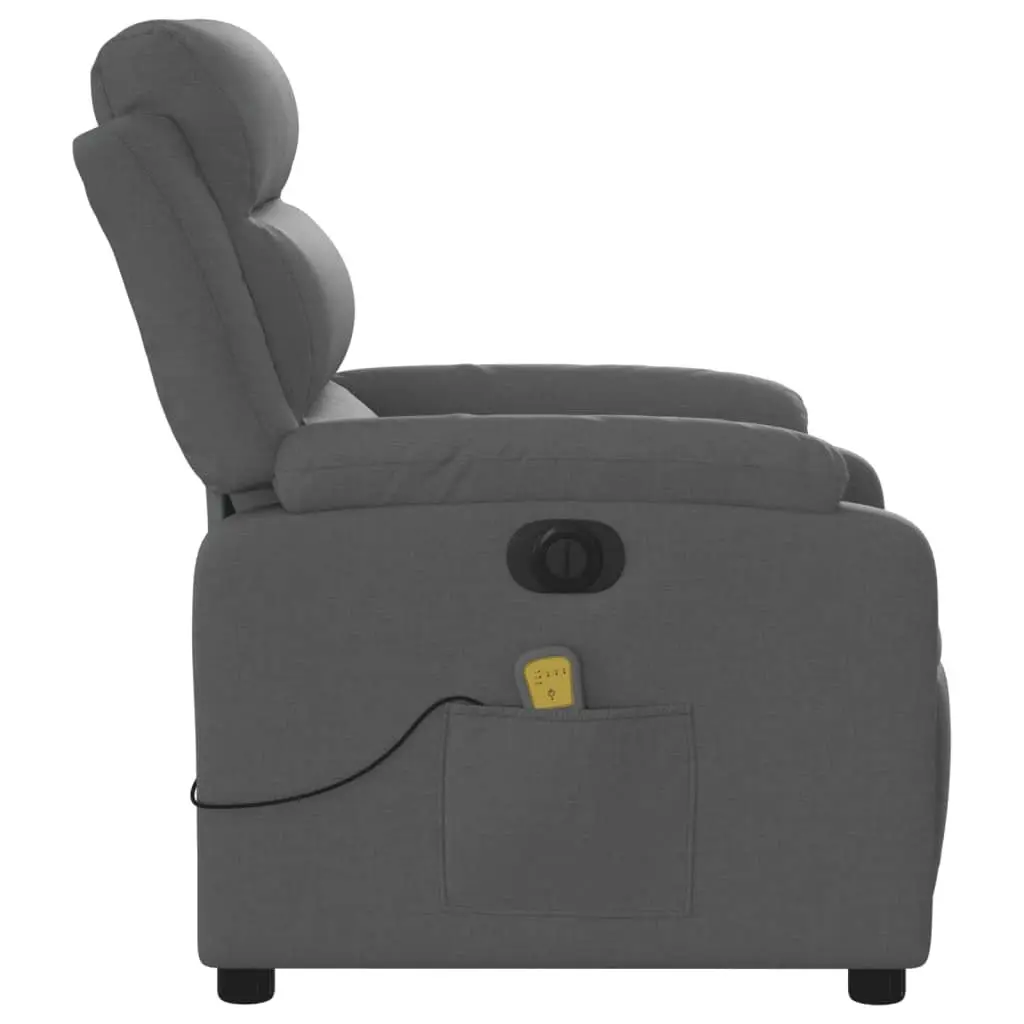 Electric Massage Recliner Chair Fabric Grey 135 Degrees Adjustable Footrest