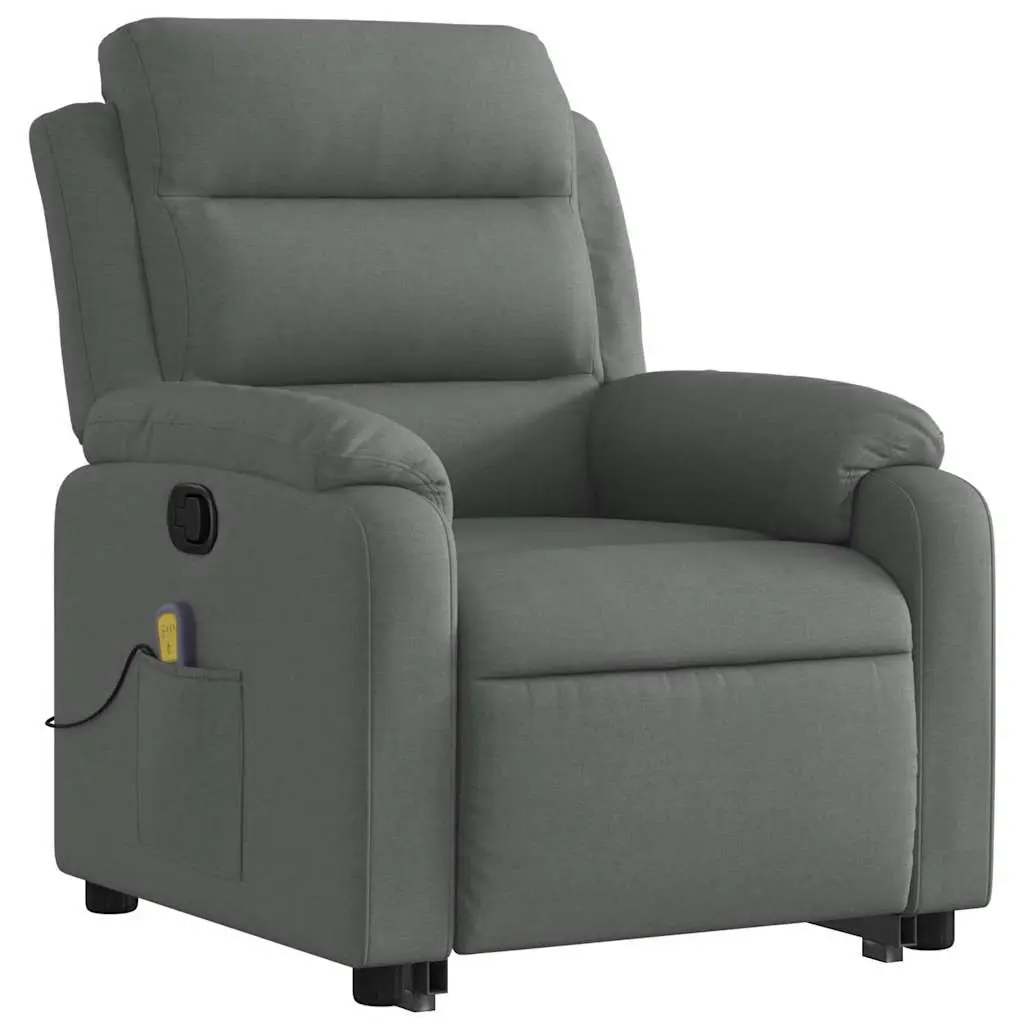 Electric Massage Recliner Chair Fabric Grey Power Lift Stand Up for Elderly