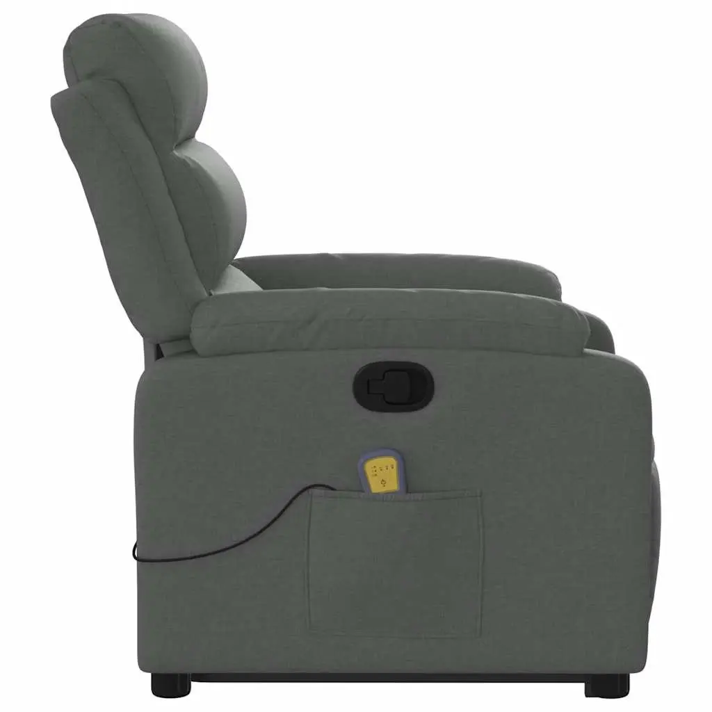 Electric Massage Recliner Chair Fabric Grey Power Lift Stand Up for Elderly