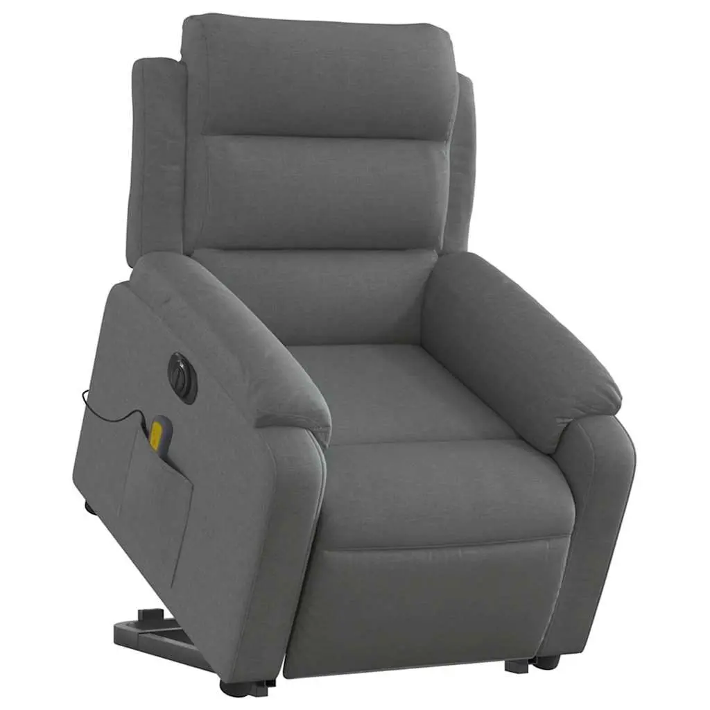 Electric Massage Recliner Chair Fabric Grey 135 Degrees
