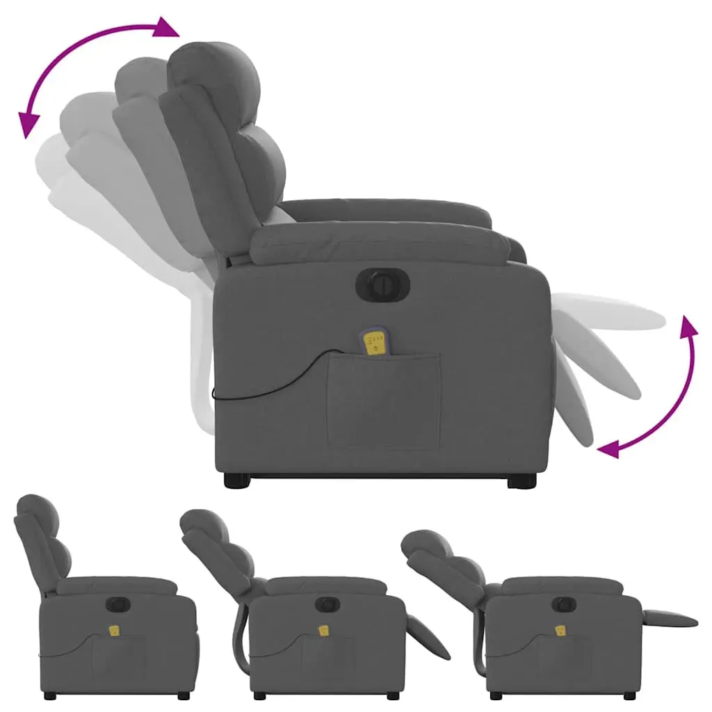 Electric Massage Recliner Chair Fabric Grey 135 Degrees