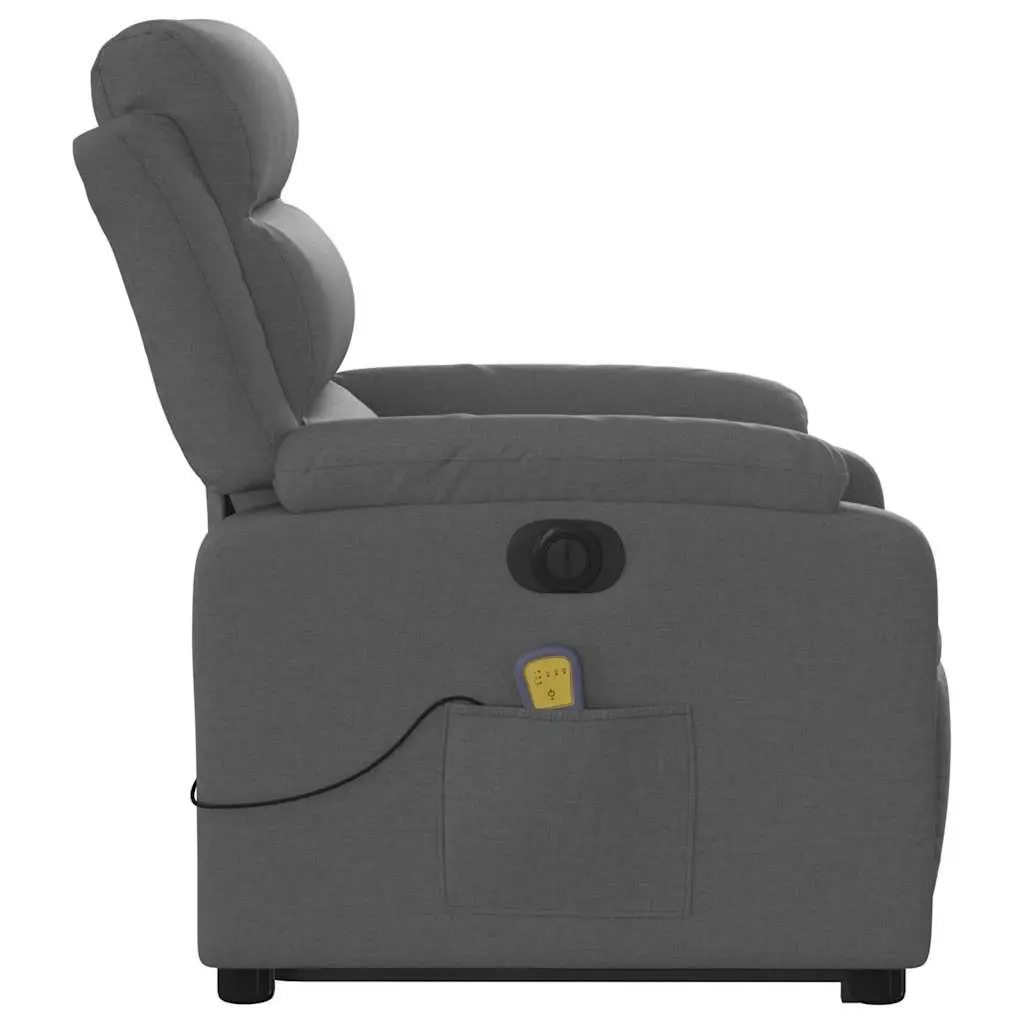 Electric Massage Recliner Chair Fabric Grey 135 Degrees