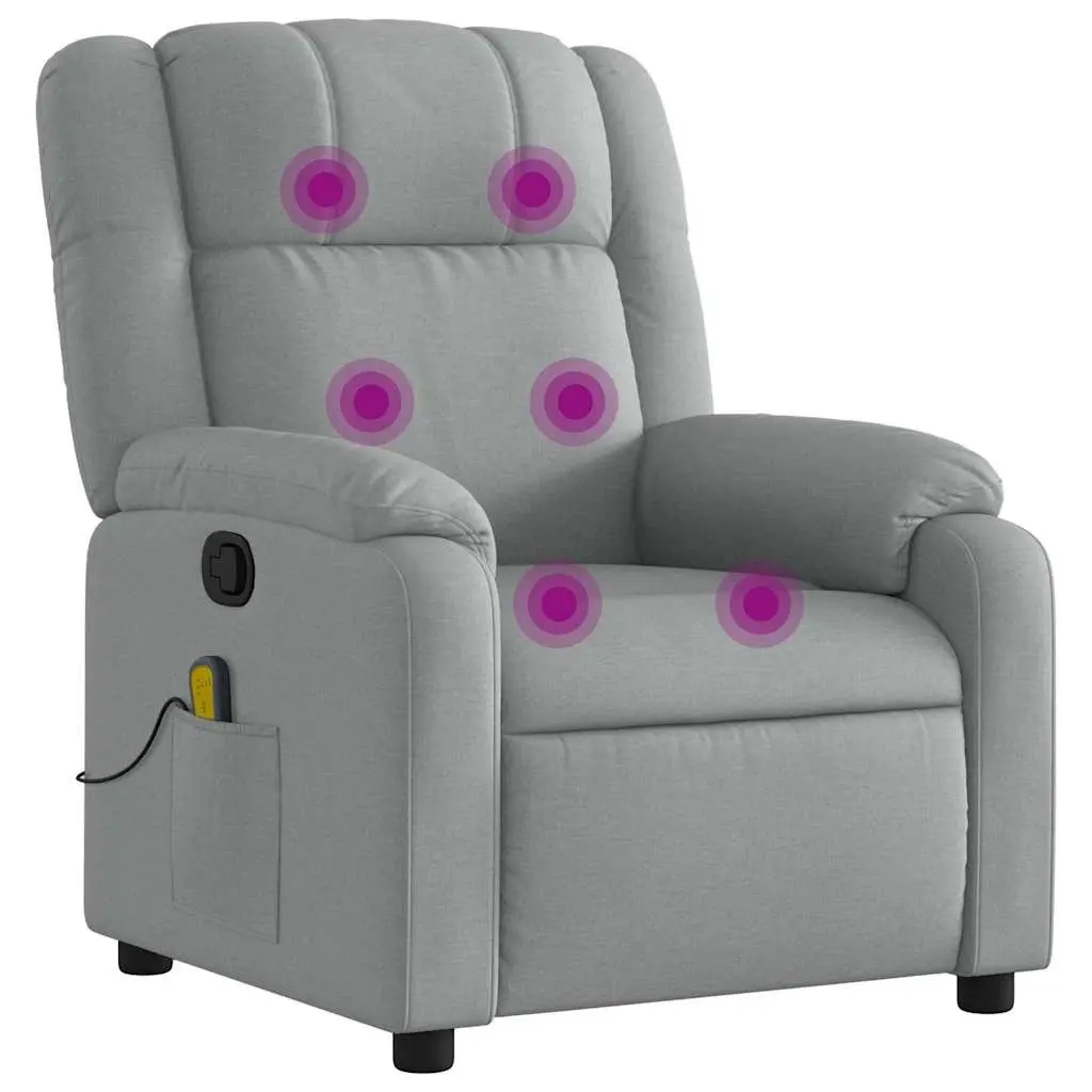 Massage Recliner Chair Grey Fabric Manual Recline Vibration Armchair Lounge
