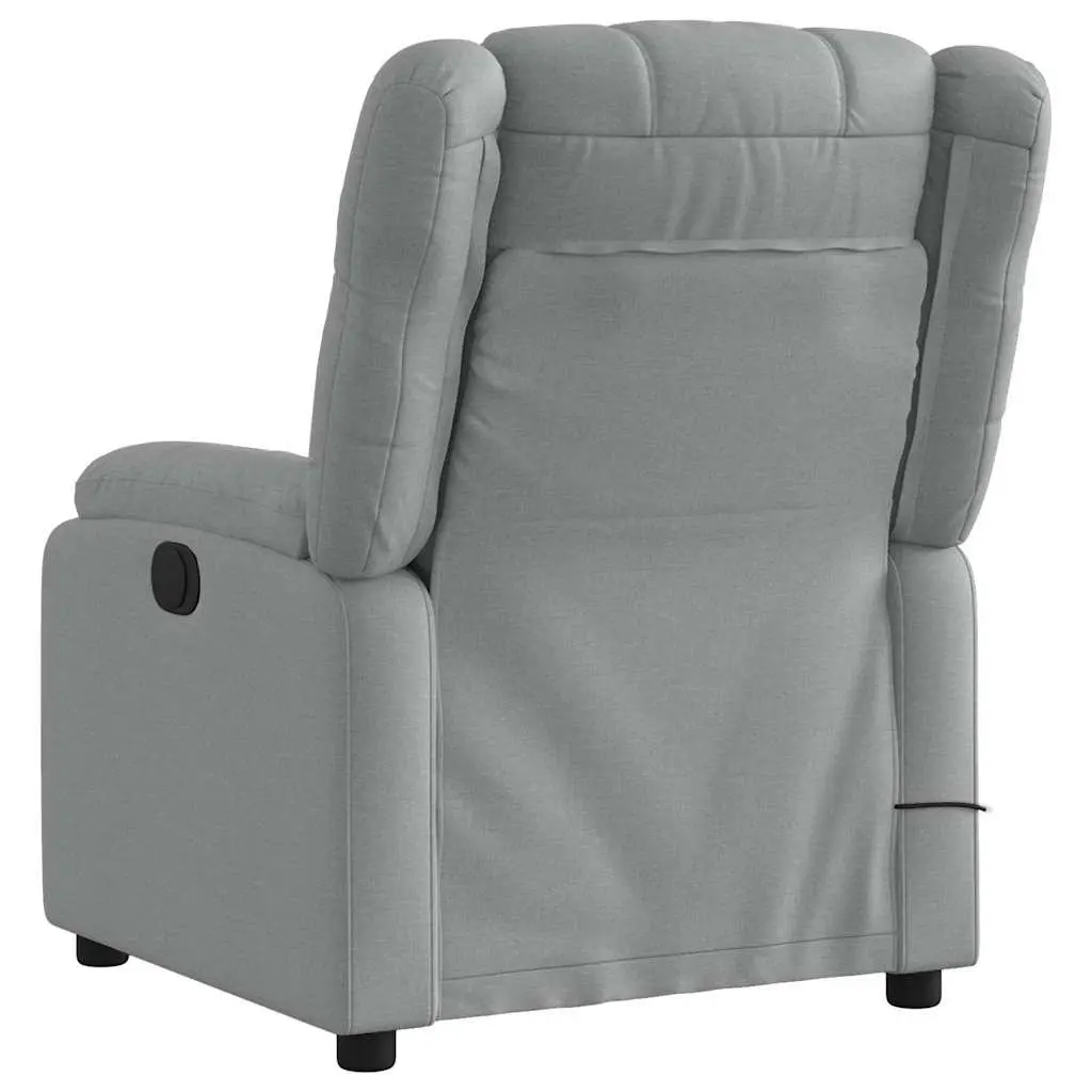 Massage Recliner Chair Grey Fabric Manual Recline Vibration Armchair Lounge
