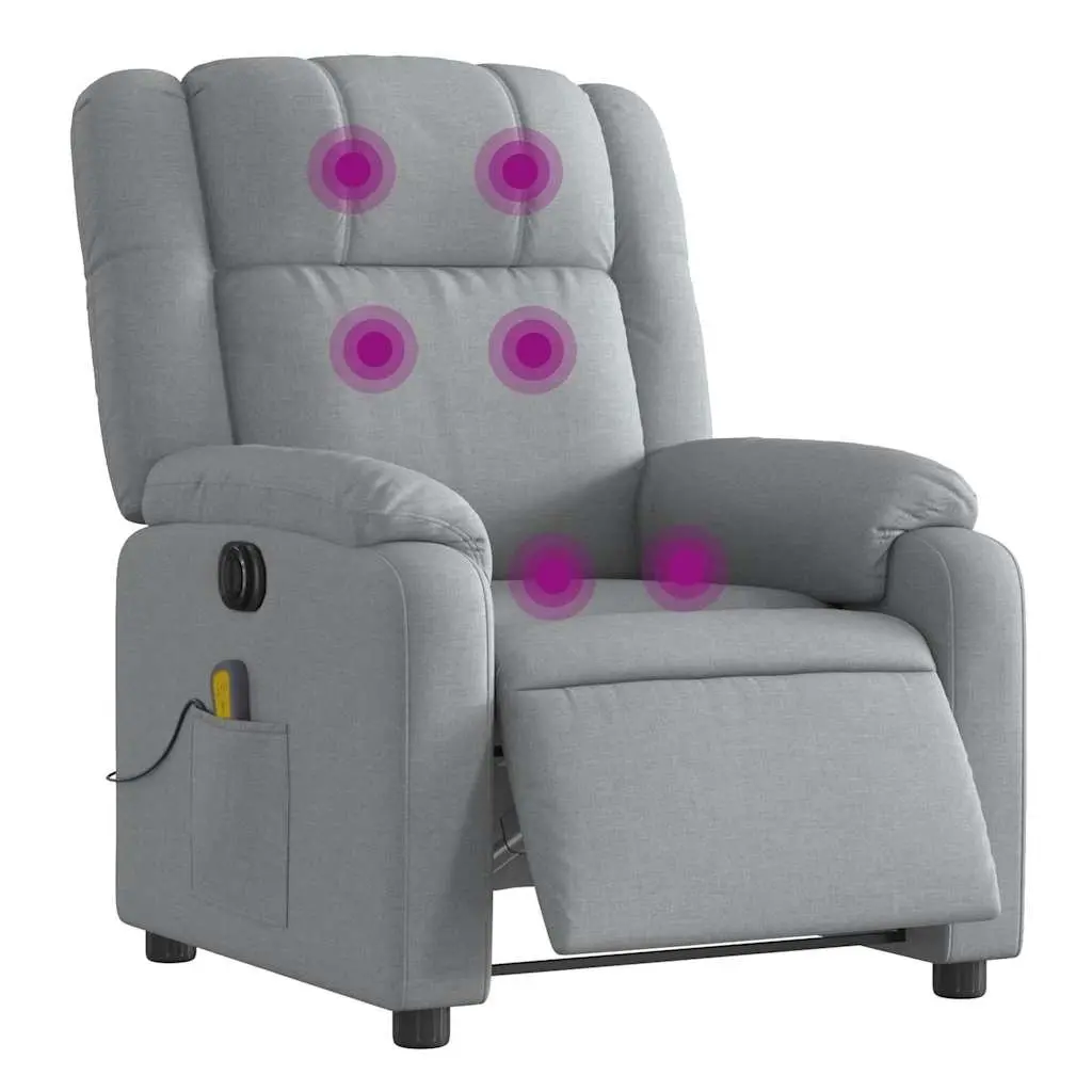 Electric Massage Recliner Chair Fabric Grey 135 Degrees