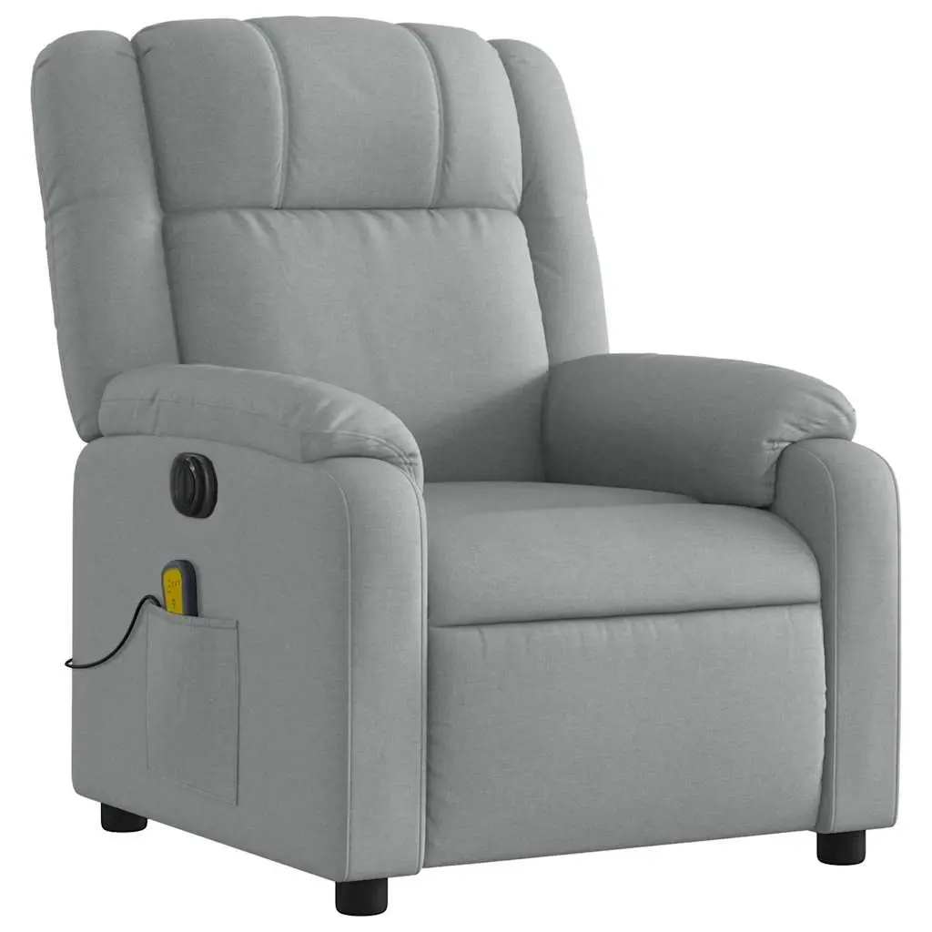 Electric Massage Recliner Chair Fabric Grey 135 Degrees