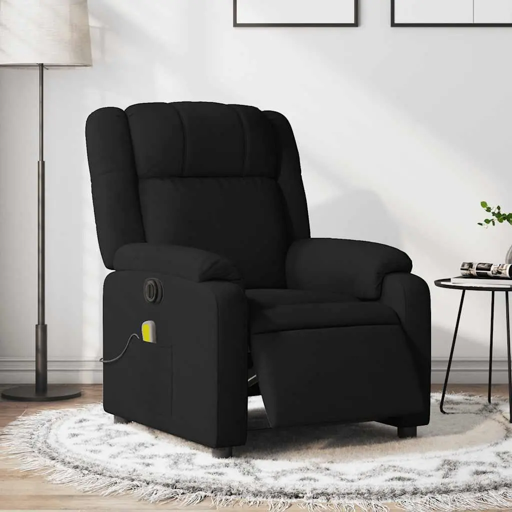 Electric Massage Recliner Chair Black Fabric Armchair Lounge Seat Footrest