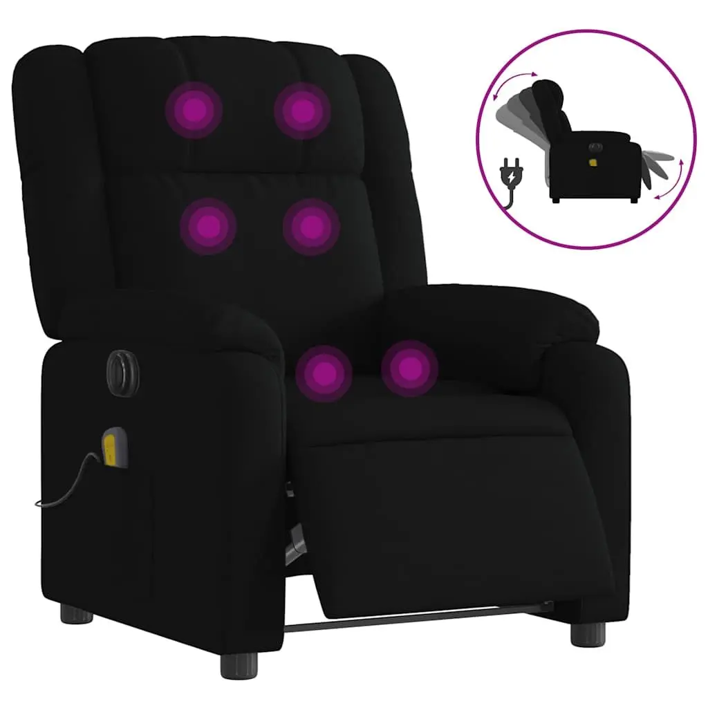 Electric Massage Recliner Chair Black Fabric Armchair Lounge Seat Footrest