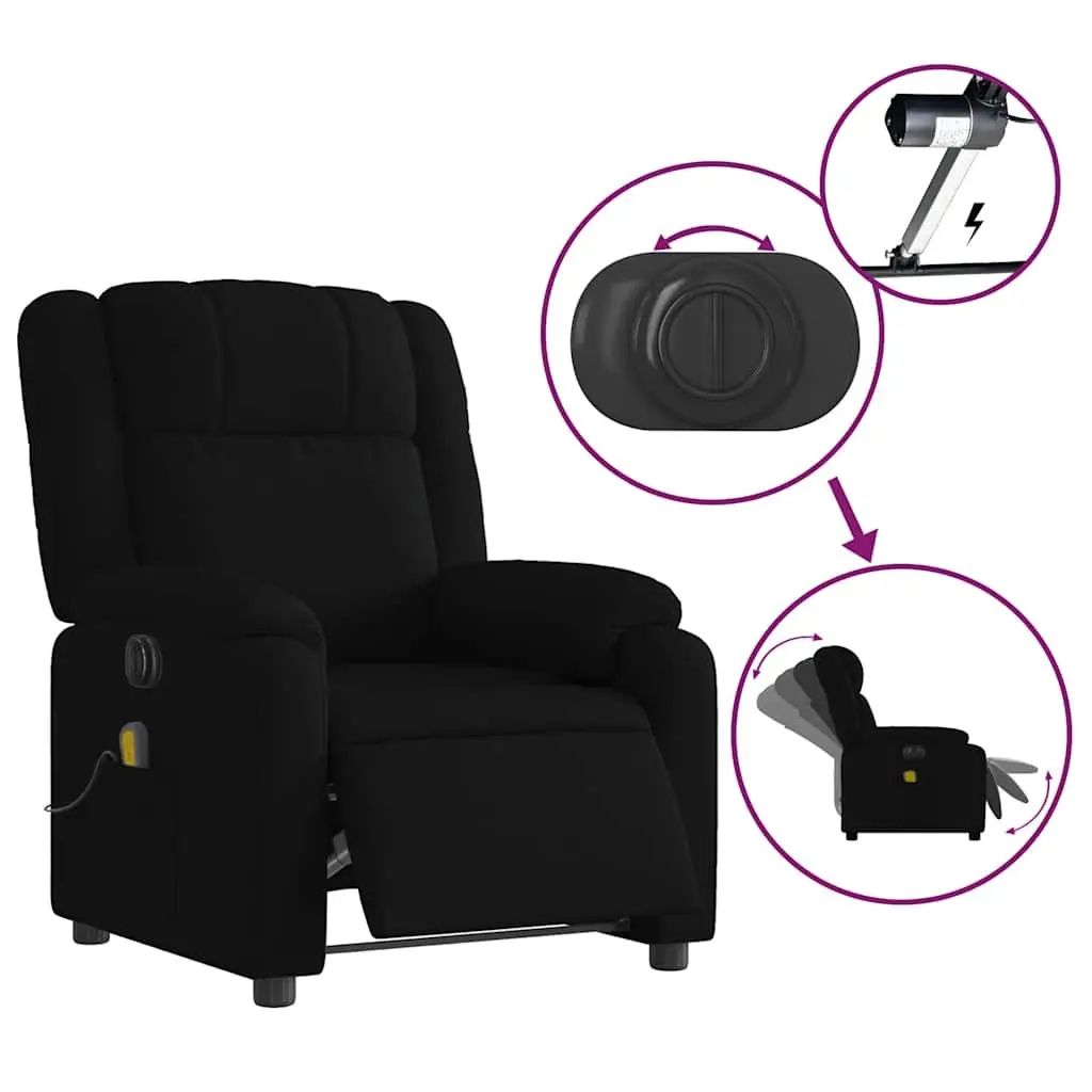 Electric Massage Recliner Chair Black Fabric Armchair Lounge Seat Footrest