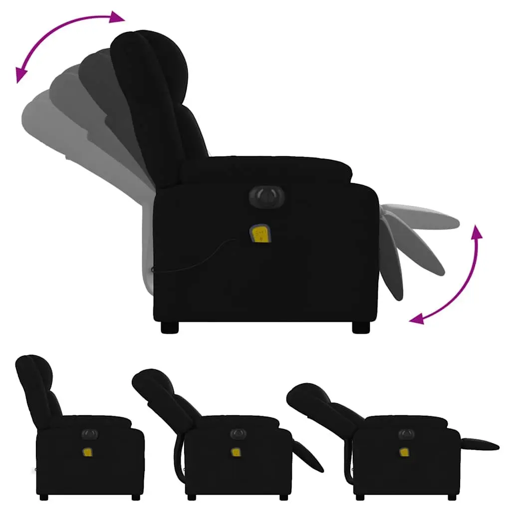 Electric Massage Recliner Chair Black Fabric Armchair Lounge Seat Footrest