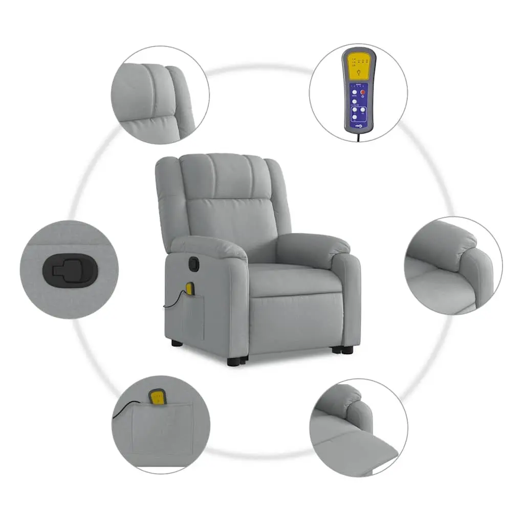 Stand Up Massage Recliner Chair Power Lift Grey Fabric