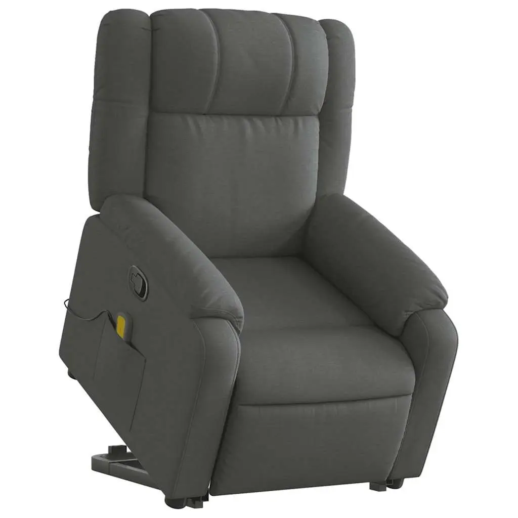 Massage Recliner Chair Electric Power Lift Grey Fabric 135 Degrees