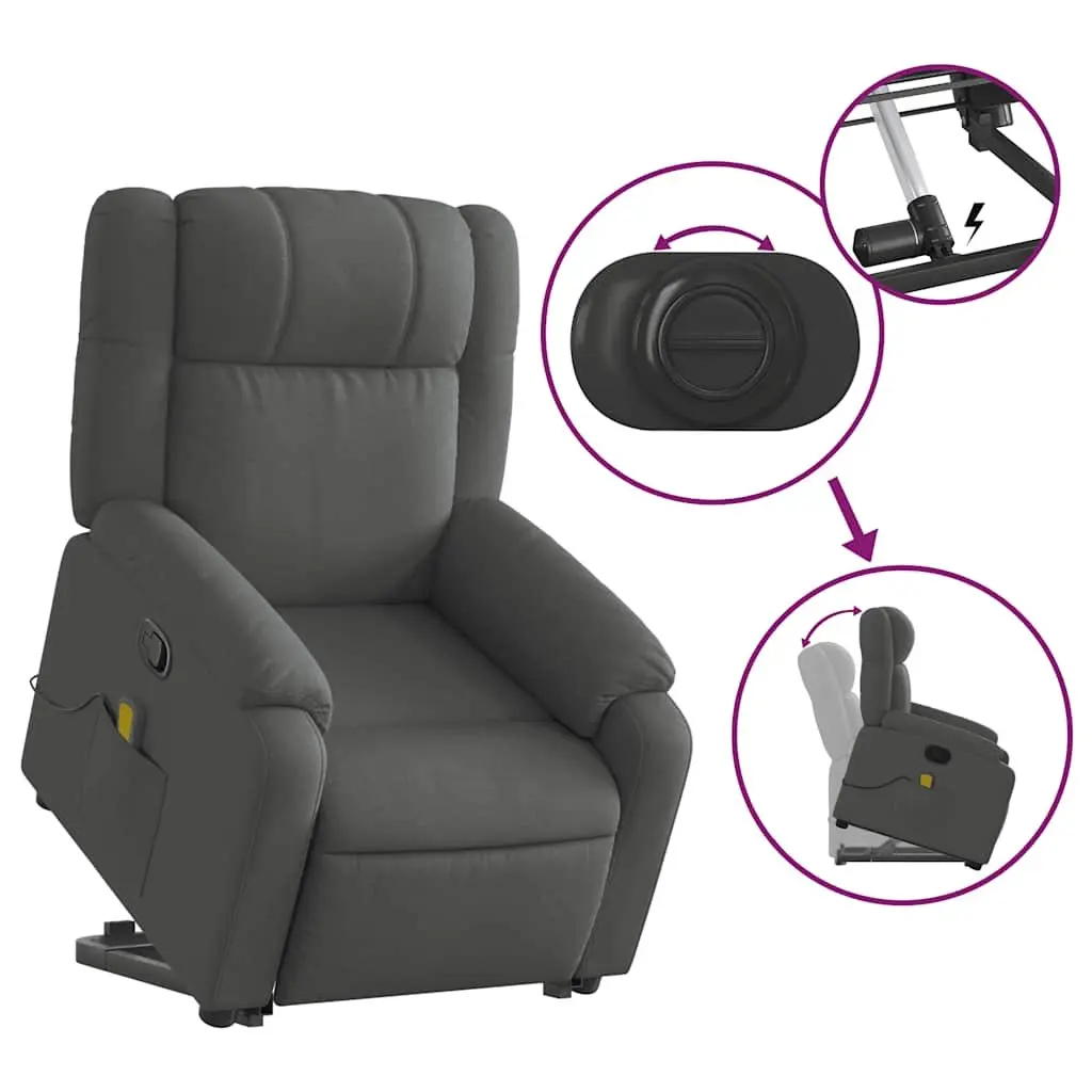 Massage Recliner Chair Electric Power Lift Grey Fabric 135 Degrees