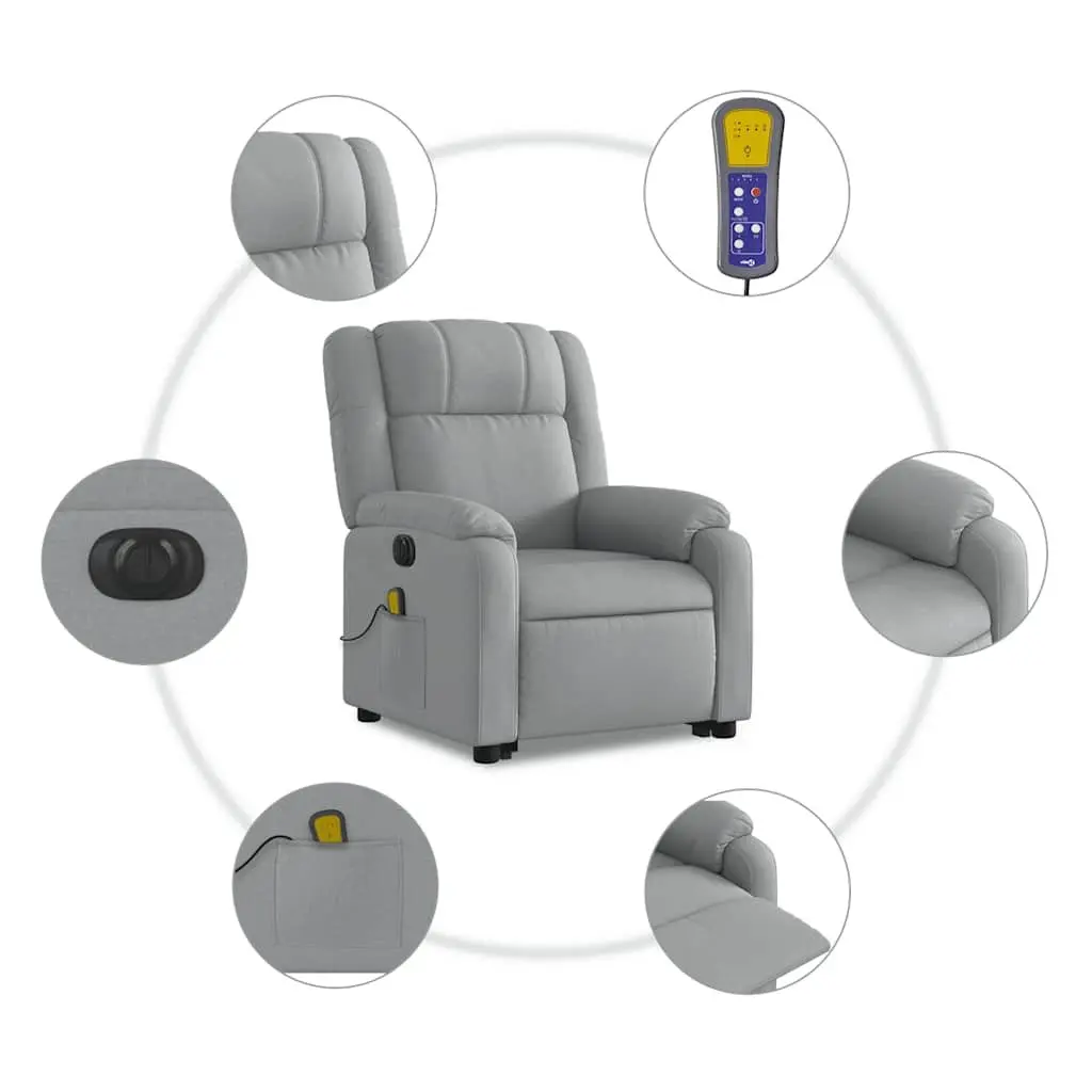 Electric Stand Up Massage Recliner Chair Grey Fabric Power Lift Recline Armchair