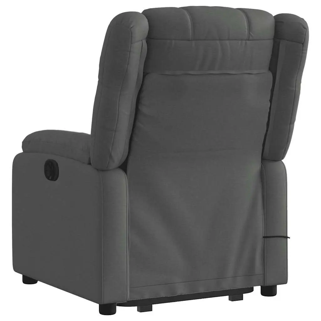 Electric Massage Recliner Chair Fabric Grey Power Lift Vibration