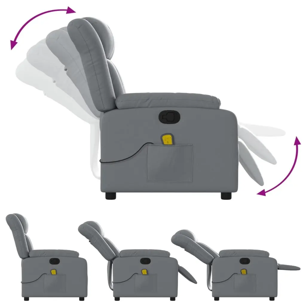 Massage Recliner Chair Faux Leather Grey Manual Reclining Vibration Massage