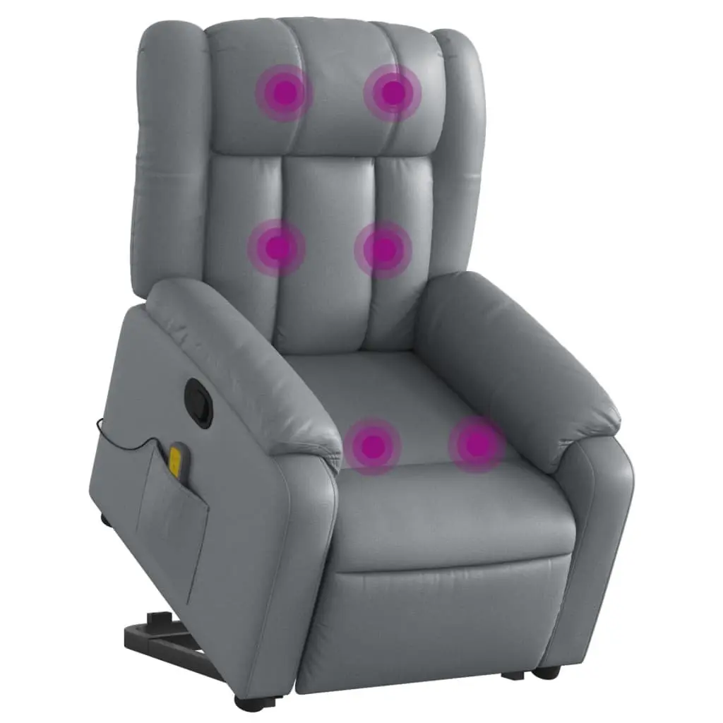 Electric Massage Recliner Chair Faux Leather Adjustable Footrest Grey