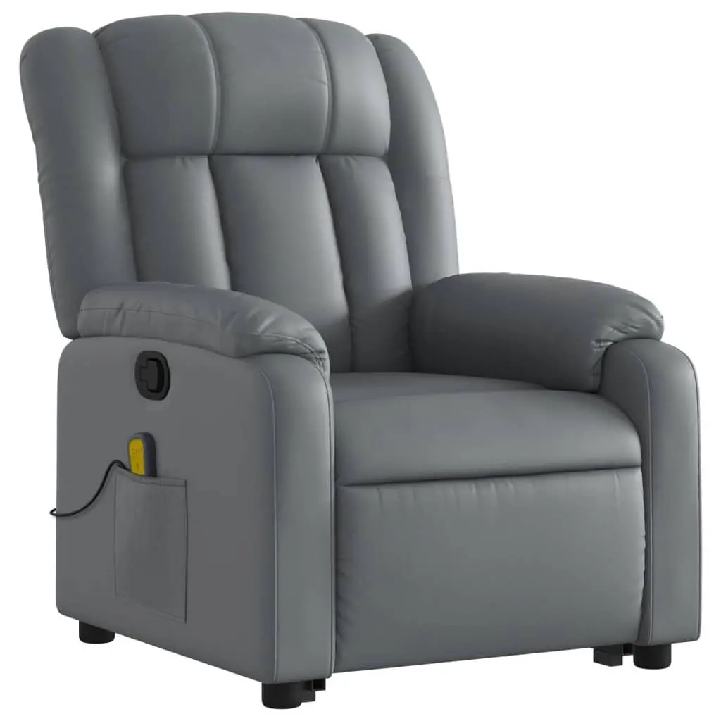 Electric Massage Recliner Chair Faux Leather Adjustable Footrest Grey