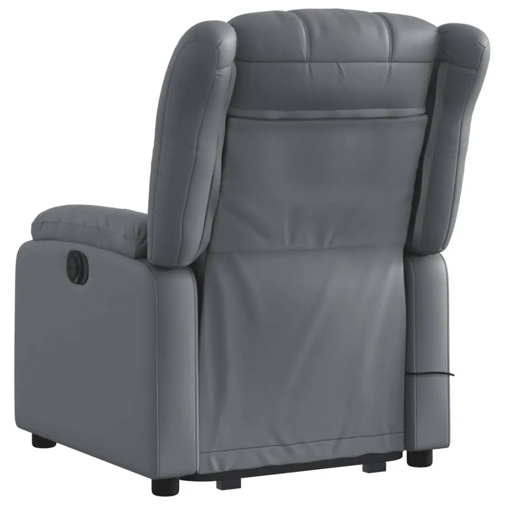 Electric Massage Recliner Chair Faux Leather Adjustable Footrest Grey