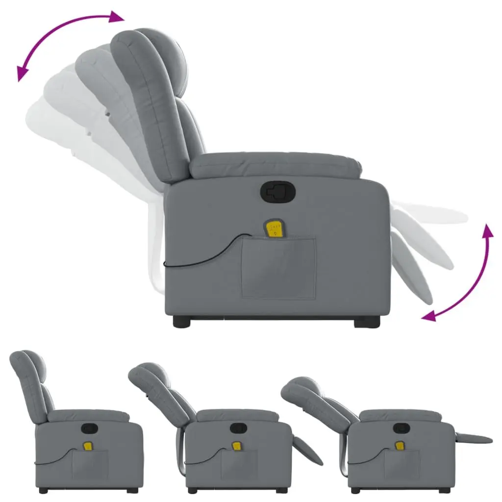 Electric Massage Recliner Chair Faux Leather Adjustable Footrest Grey