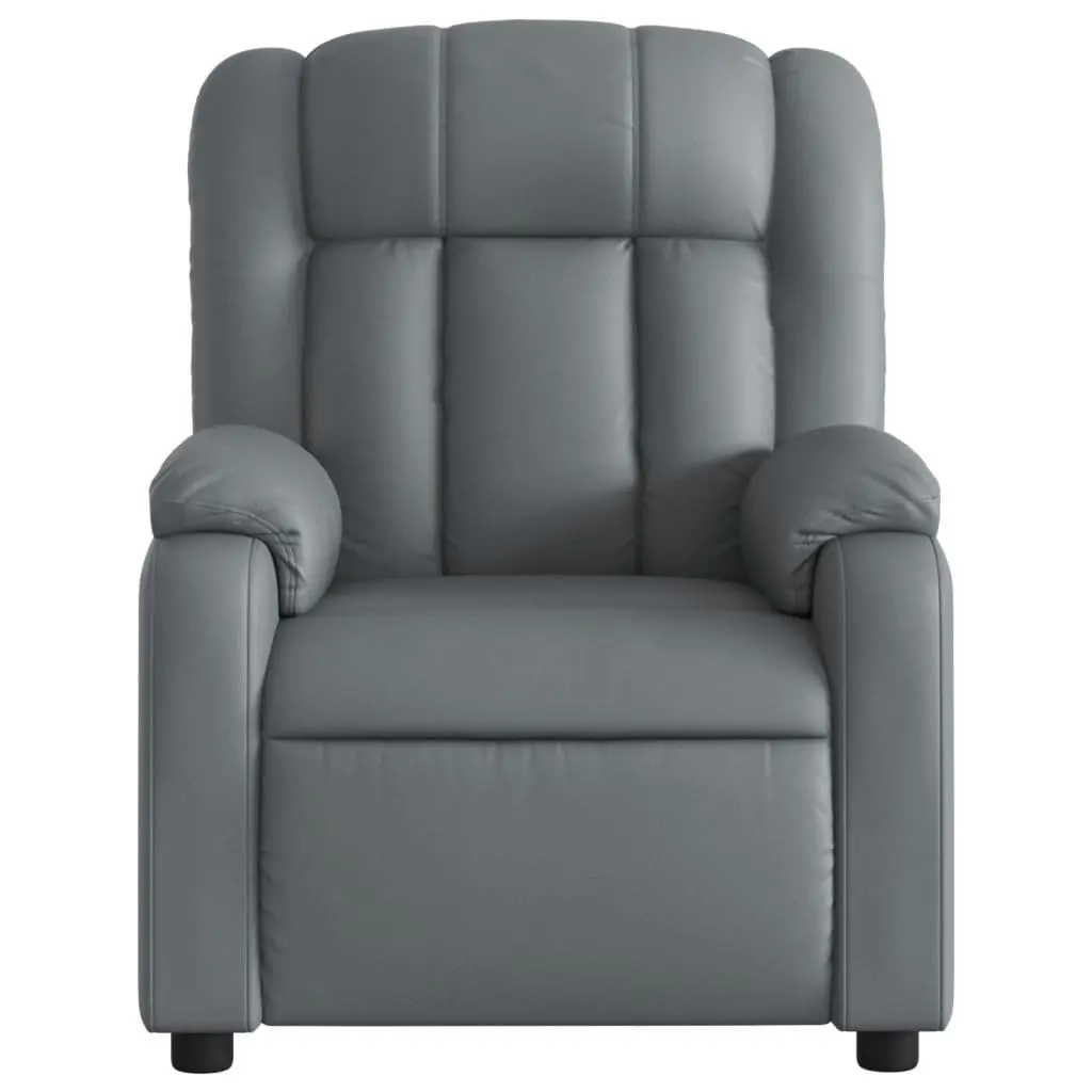 Massage Recliner Chair Faux Leather Grey Power Lift Function Manual Recline