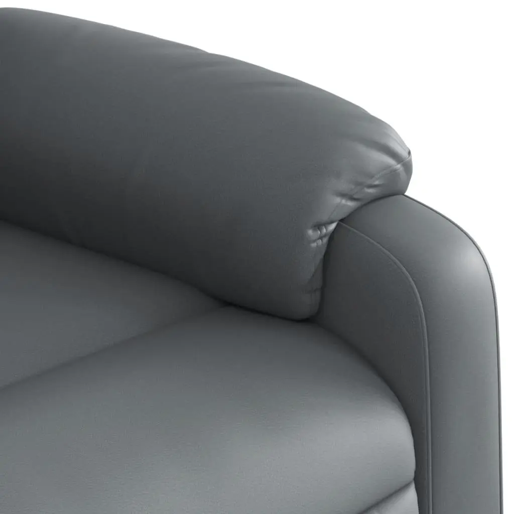 Massage Recliner Chair Faux Leather Grey Power Lift Function Manual Recline