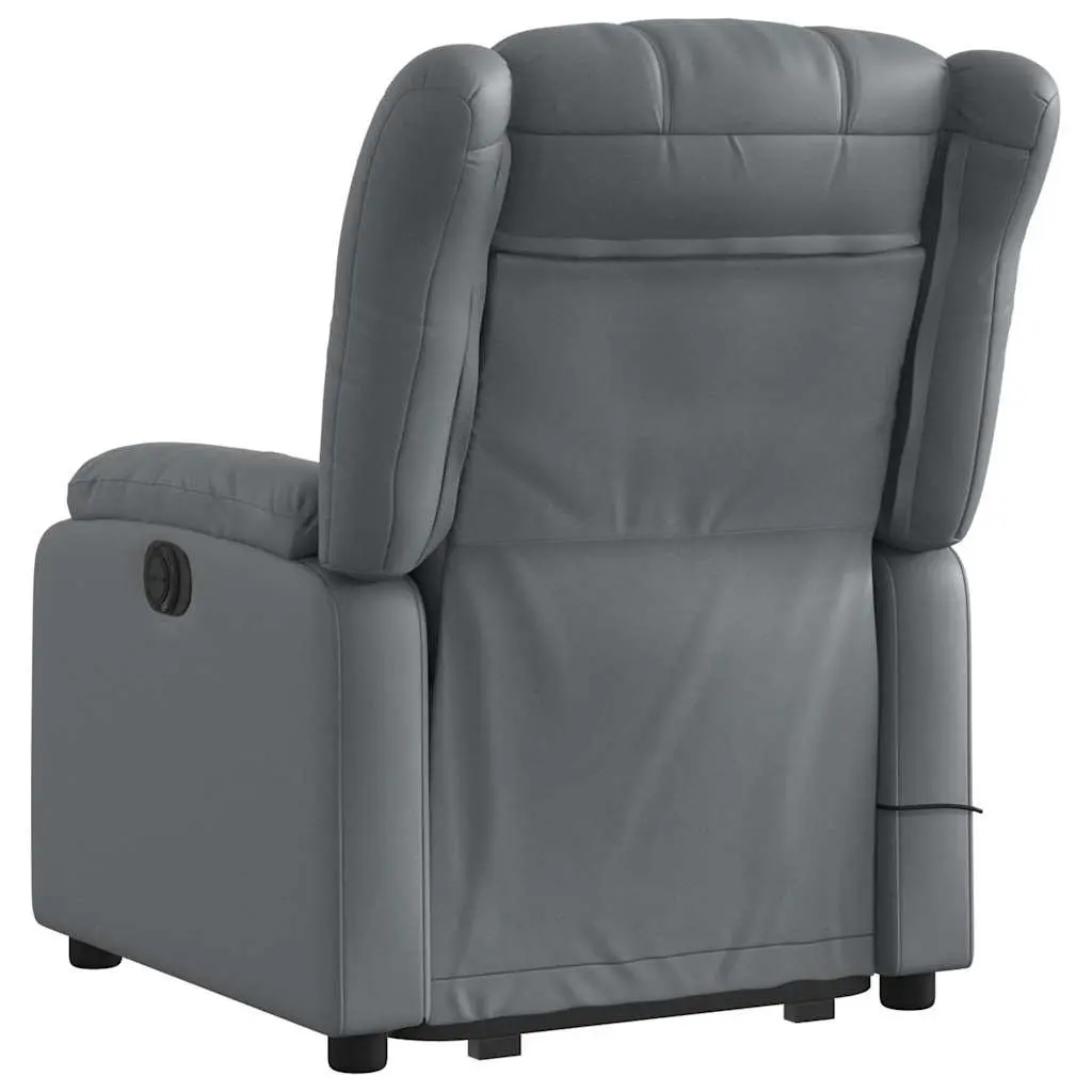 Electric Massage Recliner Chair Faux Leather Grey Power Lift 135 Degrees