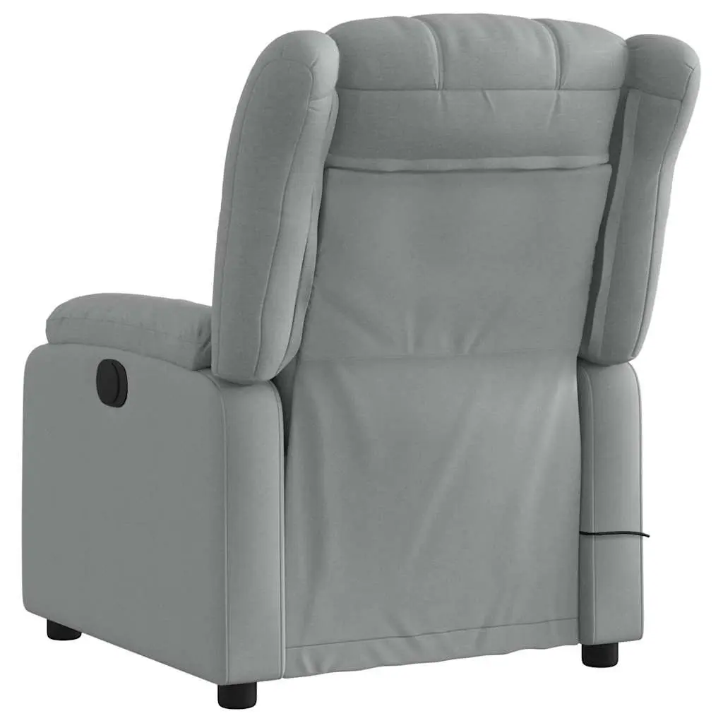Recliner Chair Light Grey Fabric Manual Adjustment Vibration Massage Armchair