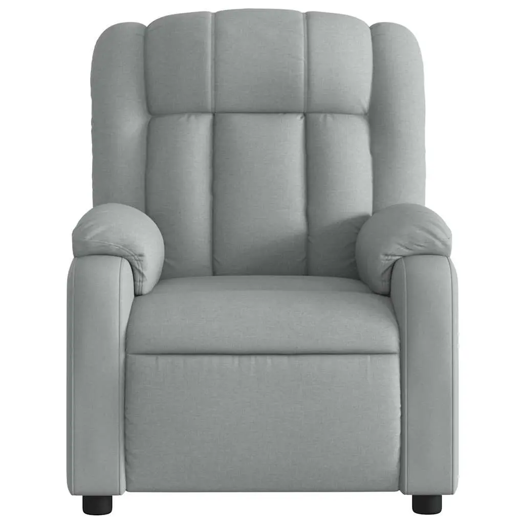 Recliner Chair Light Grey Fabric Manual Adjustment Vibration Massage Armchair