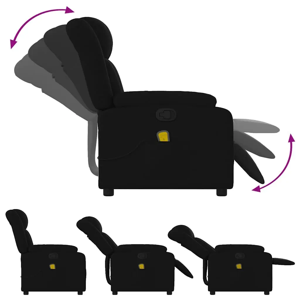 Massage Recliner Chair Black Fabric Manual Recline Vibration Armchair Lounge