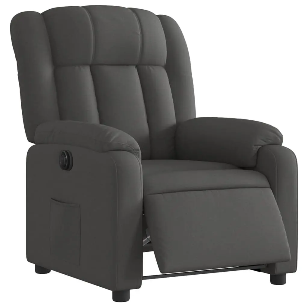 Electric Recliner Chair Fabric Dark Grey Padded Seat Armchair
