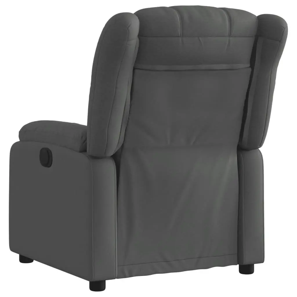 Electric Recliner Chair Fabric Dark Grey Padded Seat Armchair