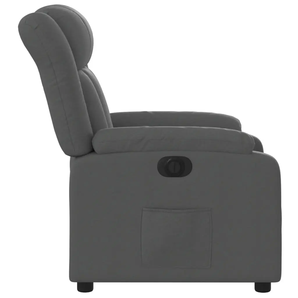 Electric Recliner Chair Fabric Dark Grey Padded Seat Armchair
