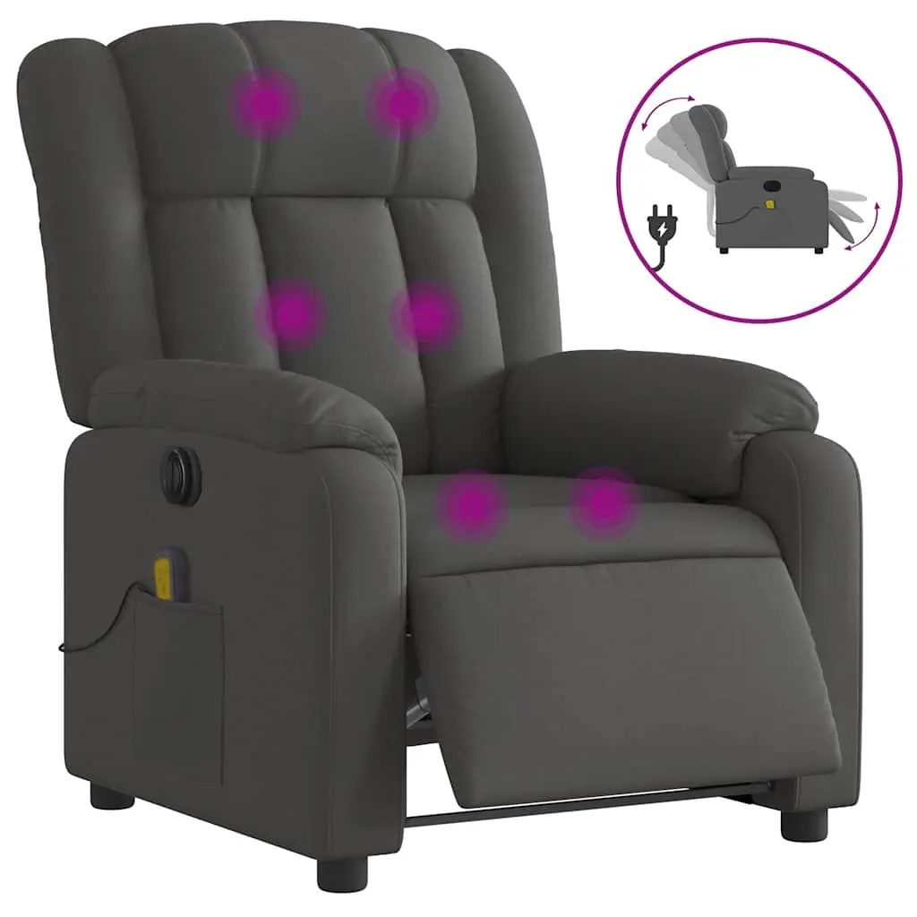 Electric Massage Recliner Chair Grey Fabric 135 Degrees