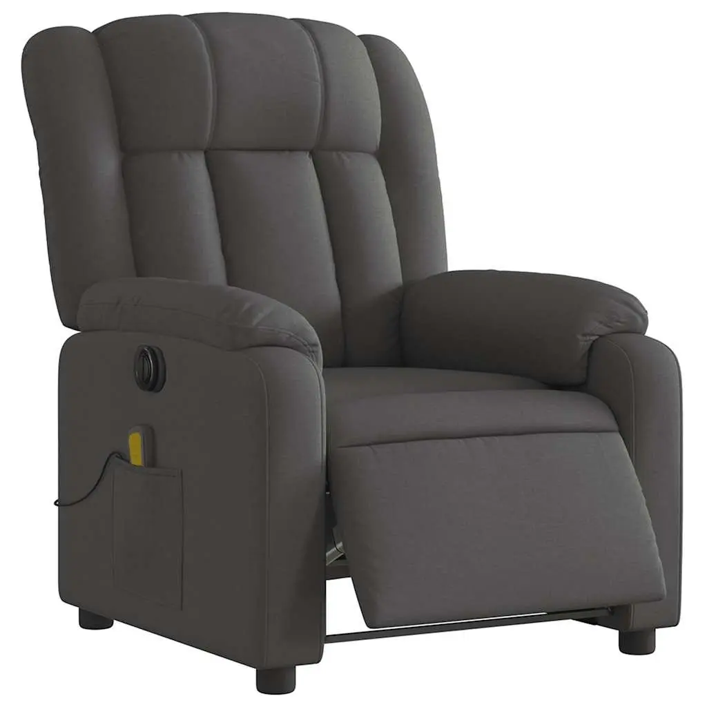 Electric Massage Recliner Chair Grey Fabric 135 Degrees