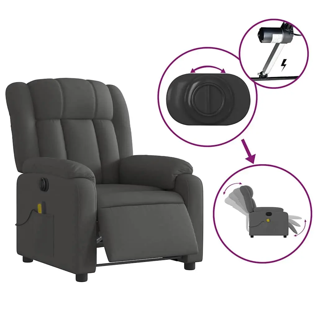 Electric Massage Recliner Chair Grey Fabric 135 Degrees