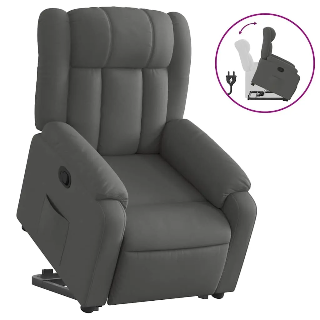 Stand Up Recliner Chair Electric Motor Fabric Dark Grey