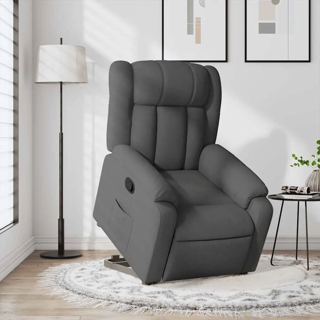 Stand Up Recliner Chair Electric Motor Fabric Dark Grey